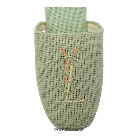 🔴 Yves Saint Laurent YSL Logo Slipper - Powder Green Canvas - Picture 5 of 6